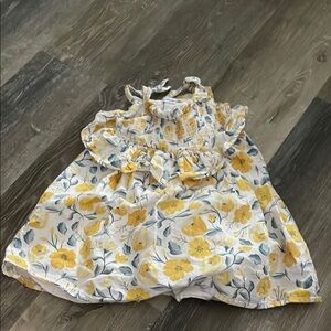 Floral Yellow and White Kids Dress